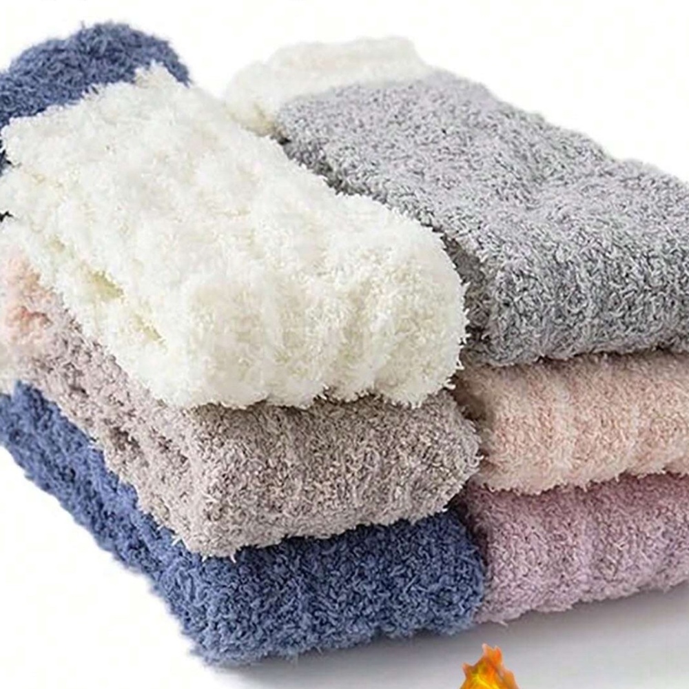 Cozy Fuzzy Color Block Textured Socks Set - Picture 2 of 4